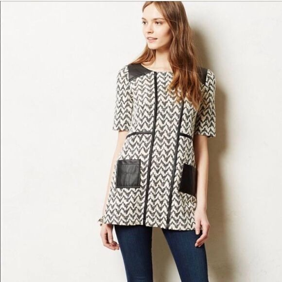 Anthropologie Hida Chevron Tunic Top Mini Dress NEW - Picture 2 of 13